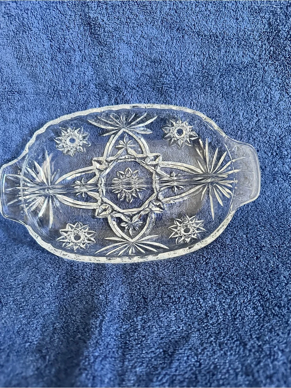 Anchor Hocking Prescut Divided Relish Clear Glass 9-3/4 in L Vintage